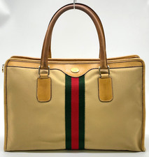 Autêntica bolsa tote GUCCI Sherry Line bege nylon couro 3780024083 i060147 comprar usado  Enviando para Brazil