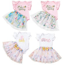 Usado, Baby Mädchen 3-teilig Schleifenstirnband Strampler Mit Röcken Blumennetz Tutu comprar usado  Enviando para Brazil