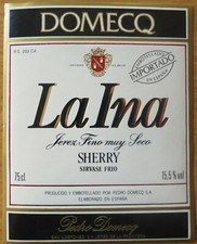 Etiquettes Vin ESPAGNE LA INA Fino muy Seco  SHERRY Pedro Domecq  Wine label comprar usado  Enviando para Brazil