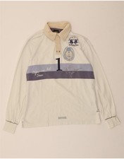 Camisa polo masculina de rugby LA MARTINA gráfica manga longa listrada branca GG AB07 comprar usado  Enviando para Brazil