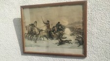 Lithographie colorisée encadr d'occasion  Voisins-le-Bretonneux