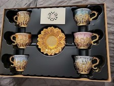 Usado,  Conjunto de 12 pires de xícara de café expresso árabe grego turco porcelana () dourado comprar usado  Enviando para Brazil