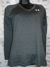 Blusa feminina Under Armour cinza carvão gola V US$ 59 XS equipamento térmico malha top, usado comprar usado  Enviando para Brazil