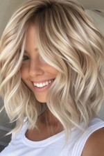 Perucas frontais de renda 100% cabelo humano balayage bege platina loiro curto onda bob comprar usado  Enviando para Brazil