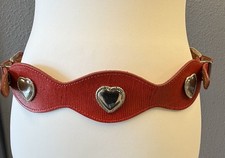 Cinto feminino vintage 80’s couro vermelho faroeste-cowgirl coração feito nos EUA tamanho G, usado comprar usado  Enviando para Brazil