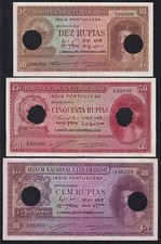 PORTUGAL - BILLETE INDIA - 10, 50 Y 100 RUPIAS - P36, P38, P39 - 1945 segunda mano  Embacar hacia Mexico
