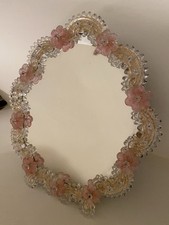 Espelho de vaidade antigo MURANO vidro parede veneziana 1 flores rosa 13x11,5" comprar usado  Enviando para Brazil