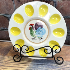 Prato de prato de ovos vintage 1960 galo diabo 9 1/4” vintage pintado à mão MCM comprar usado  Enviando para Brazil