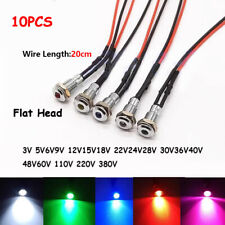 Luz indicadora de metal LED pré-conectada 6mm 3V 6V 9V 12V - 380V lâmpada de sinalização de cabeça plana comprar usado  Enviando para Brazil
