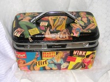 MALA VINTAGE Colorida SEXY PIN-UP MENINAS ANOS 50 RETRÔ PRETA VIAGEM Pequena comprar usado  Enviando para Brazil