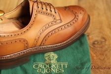 Usado, Cardigã Crockett & Jones 4 sapatos Derby Brogue de couro marrom masculino Reino Unido 7 E EUA 8 comprar usado  Enviando para Brazil
