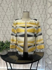 Blazer KASPER jaqueta terno frontal aberto amarelo dourado preto bege - Tamanho 4, usado comprar usado  Enviando para Brazil