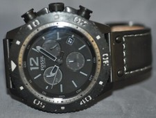 Usado, Relógio masculino Fossil cronógrafo mostrador preto couro genuíno preto JR1202 comprar usado  Enviando para Brazil