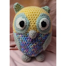 Coruja de pelúcia de crochê feita à mão 7" amarela, verde, multicolorida comprar usado  Enviando para Brazil