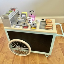 Boneca Our Generation 18" cachorro-quente carrinho de lanche suporte alimentos acessórios leves funciona comprar usado  Enviando para Brazil