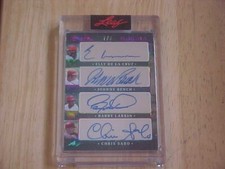 Banco De La Cruz Larkin Sabo CIN REDS 2025 Leaf Seasons in the Sun QUAD AUTO 7/8 comprar usado  Enviando para Brazil