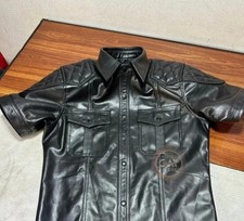 Camisa masculina acolchoada de couro de vaca original motociclista sexy branca comprar usado  Enviando para Brazil