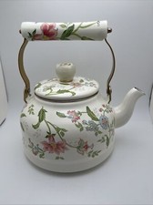 Chaleira de chá esmaltada vintage 2,6 qt verde floral fogão bule cabo de porcelana comprar usado  Enviando para Brazil