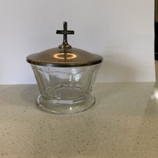 Usado, Copo de ablução de vidro cristal com tampa de aço inoxidável comprar usado  Enviando para Brazil