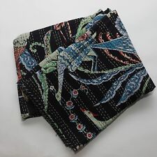 Colcha de pavão com estampa de bloco de mão estampa de pássaro Kantha colcha indiana, usado comprar usado  Enviando para Brazil