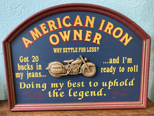 Placa de parede American Iron Owner madeira 3D grande 24 x 18" bicicleta motocicleta homem caverna comprar usado  Enviando para Brazil