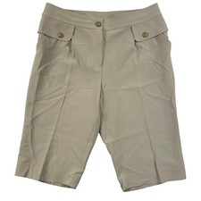 Bermuda St. John Shorts Bege Dourado Bolso Carreira Vestido Feminino Tamanho 12, usado comprar usado  Enviando para Brazil