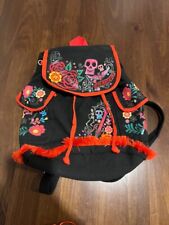 Mochila Disney Pixar Coco Skulls floral preta vermelha Remember Me franja em excelente estado usado comprar usado  Enviando para Brazil