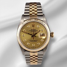 Rolex Datejust 36 mm ouro amarelo motivo canelado mostrador de diamante relógio Jubileu 16013 comprar usado Rolex Datejust 36 mm ouro amarelo motivo canelado mostrador de diamante relógio Jubileu 16013 comprar usado  Enviando para Brazil