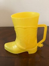 Caneca bota caubói vintage de plástico amarelo com alça e esporão vintage década de 1950  comprar usado  Enviando para Brazil