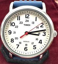 Timex 55x38mm Relógio Militar Masculino Mostrador Creme Pulseira de Borracha Azul Aço Inoxidável ESTADO PERFEITO!! comprar usado  Enviando para Brazil