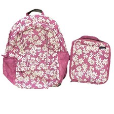 Mochila Lands End Kids rosa e branca floral flor + lancheira isolada comprar usado  Enviando para Brazil