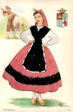 VESTIDO DE SEDA BORDADO FLAMENCO - ASTÚRIAS - CARTÃO POSTAL (201) comprar usado  Enviando para Brazil