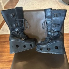 Botas góticas vintage tema quente plataforma old school tamanho 7 fivelas altas molas, usado comprar usado  Enviando para Brazil