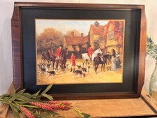 Bandeja de servir de madeira vintage inglesa cena de caça de raposa cão equestre cavalo! comprar usado  Enviando para Brazil