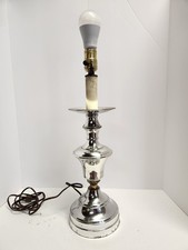 Abajur de mesa cromado antigo – Base de pátina envelhecida – 19,5" de altura – Testado – Sem sombra comprar usado  Enviando para Brazil