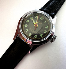 Vintage Masculino Berco Joias Relógio de Corda Mecânico Suíço Pulseira Preta e Mostrador Funciona, usado comprar usado  Enviando para Brazil