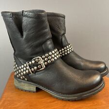 Botas STEVE MADDEN Frankie couro preto cravejado motociclista moto panturrilha média tamanho 8 *EUC*, usado comprar usado  Enviando para Brazil