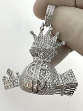 Pingente de bolsa de dinheiro 2,20 ct corte redondo real moissanita segurando folheado a ouro branco 14K comprar usado  Enviando para Brazil