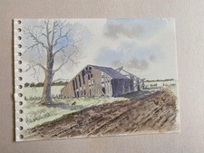 Watercolour chickens field for sale  UK