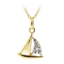 Usado, Colar veleiro ouro sobre prata com diamante comprar usado  Enviando para Brazil