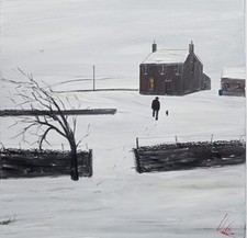 Pintura a óleo original paisagem norte Scott Walker - cena de inverno comprar usado  Enviando para Brazil