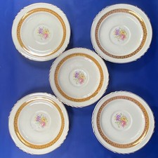 Conjunto de 5 pires de porcelana SAXÃO FRANCÊS com design floral detalhes em ouro 22k - FSX142, usado comprar usado  Enviando para Brazil