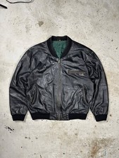 Vintage Y2K Czarna skórzana wojskowa kurtka bomberka Ulotki ma 1 rzadka na sprzedaż  PL