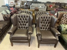 Pair chesterfield brown for sale  CREWE