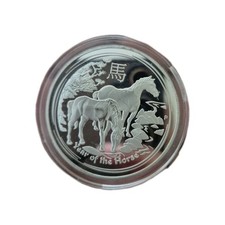 MOEDA AUSTRÁLIA COR PRATA 2014 "ANO FORA DOS CAVALOS" NA CAIXA. PRATA NÃO REAL comprar usado  Enviando para Brazil