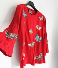 Usado, Blusa Johnny Was bordada manga quimono algodão, vermelha, tamanho M comprar usado  Enviando para Brazil