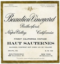 Beaulieu vineyard napa for sale  Bordentown