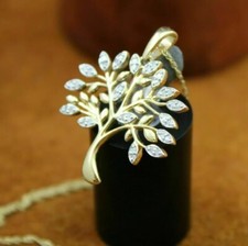 Usado, Pingente "Árvore da Vida" 2 quilates corte redondo simulado diamante folheado a ouro amarelo 14k comprar usado  Enviando para Brazil