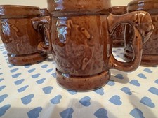 Kufle do piwa z czasów PRL lata 70 te 6 sztuk vintage kolekcja brązowe na sprzedaż  PL