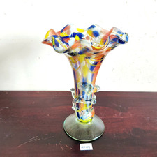Vaso de flores de vidro antigo feito à mão multicolorido padrão pontilhado marca Pontil GV174 comprar usado Vaso de flores de vidro antigo feito à mão multicolorido padrão pontilhado marca Pontil GV174 comprar usado  Enviando para Brazil
